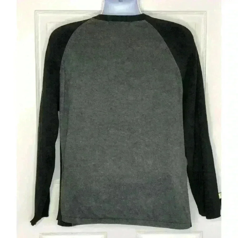Vtg Banana Republic mens sweater L cotton long sleeve v-neck color block gray